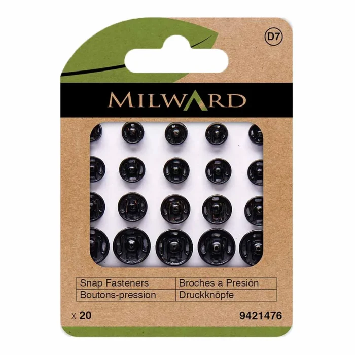 Milward juodų prisiuvamų spaudžių rinkinys
