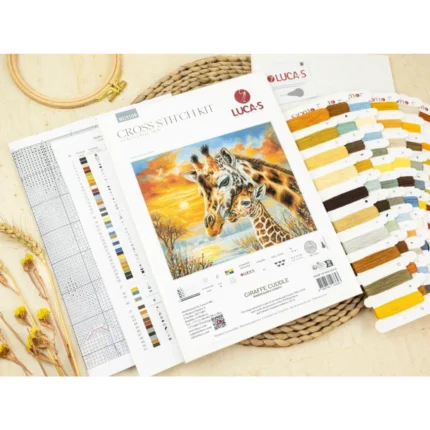 Žirafos apkabinimas Luca-S GOLD siuvinėjimo kryželiu rinkinys