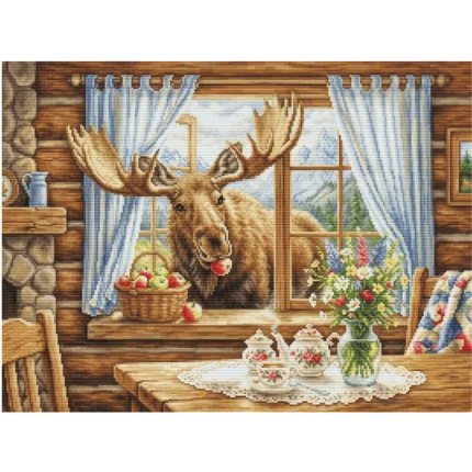 Netikėtas trobelės svečias Luca-S GOLD Petit Point siuvinėjimo rinkinys